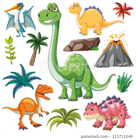 Colorful Dinosaur Vector Illustration 115711040