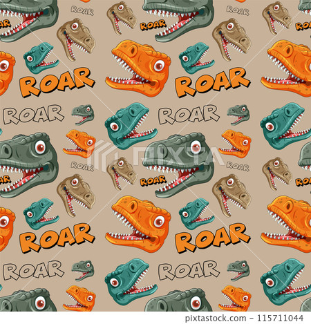Colorful Dinosaur Heads Pattern 115711044