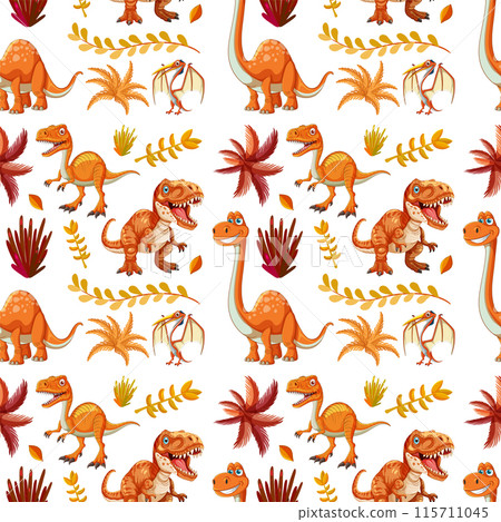 Colorful Dinosaur Pattern Illustration 115711045