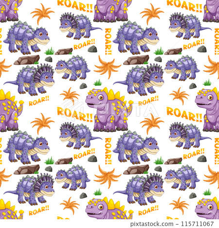 Colorful Dinosaur Pattern Illustration Colorful Dinosaur Pattern Illustration 115711067