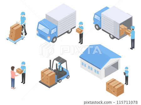 Isometric illustration of a transportation worker 115711078