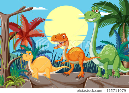 Dinosaurs in a Prehistoric Landscape 115711079