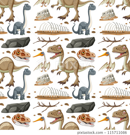Dinosaur Pattern with Fossils 115711086