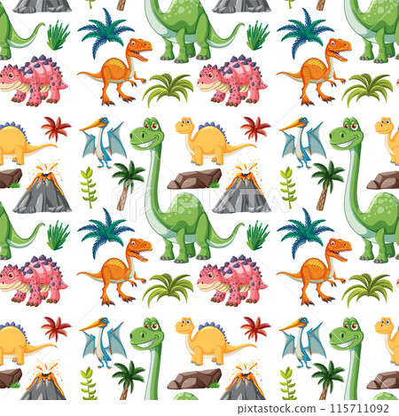 Colorful Dinosaur Pattern Illustration 115711092