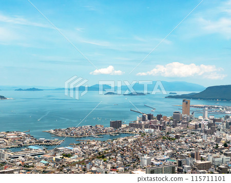 A view of the Seto Inland Sea The streets of Takamatsu City, Kagawa Prefecture 115711101
