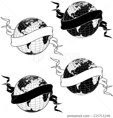Planet earth surrounded with ribbon Planet earth surrounded with ribbon 115711246