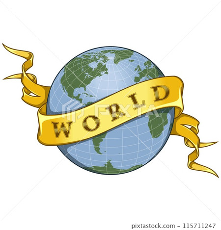 Planet earth surrounded with ribbon 115711247
