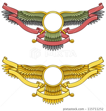 Zoroastrian winged solar disk with ribbon 115711252
