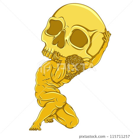 Vector of Titan Atlas holding a Halloween skull 115711257