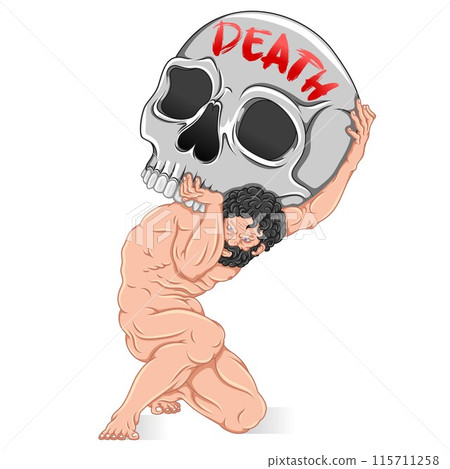 Vector of Titan Atlas holding a Halloween skull 115711258