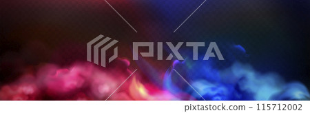 Red and blue smoke clouds on black transparent bg Red and blue smoke clouds on black transparent bg 115712002