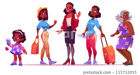 Life cycle stages of african woman Life cycle stages of african woman 115712055