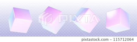 3d holographic cube render. Abstract box shape 3d holographic cube render. Abstract box shape 115712064