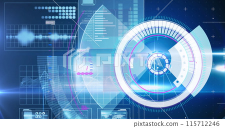Image of scope scanning and data processing over grid and screens 115712246