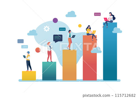 People on increase bar chart. Business concept. People on increase bar chart. Business concept. 115712682