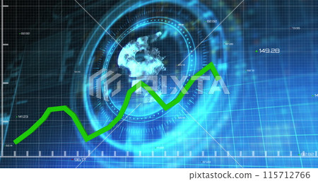 Image of financial data processing over scope scanning with pound symbol on black background 115712766