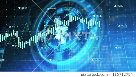 Image of financial data processing over scope scanning with yen symbol on black background 115712794