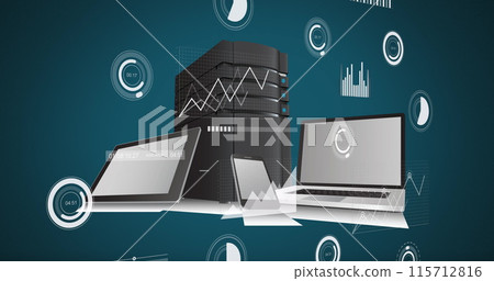 Image of data processing over technology devices Image of data processing over technology devices 115712816