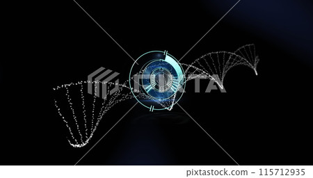 Image of scope scanning over dna strand on black background Image of scope scanning over dna strand on black background 115712935
