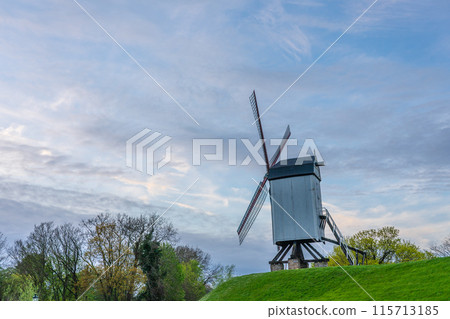 Belgium Brugge windmill evening Belgium Brugge windmill evening 115713185