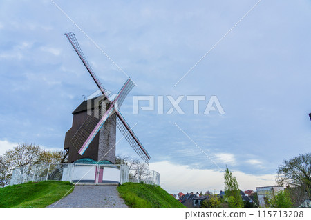 Belgium Brugge windmill evening Belgium Brugge windmill evening 115713208