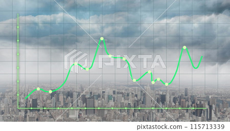 Image of financial data processing over cityscape 115713339
