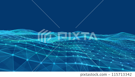 Digital image of glowing wave of digital waves moving against blue background 115713342