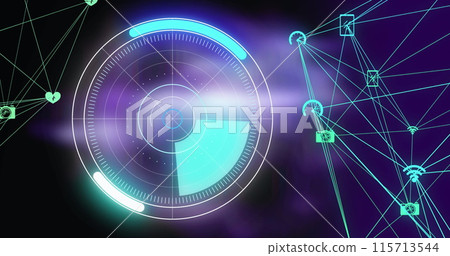 Image of scope scanning and network of connections Image of scope scanning and network of connections 115713544