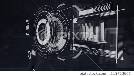 Image of scope and data processing over screen Image of scope and data processing over screen 115713665