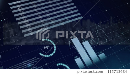 Image of financial data processing over landscape 115713684