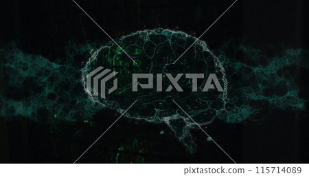 Image of dna strand and digital brain over server room Image of dna strand and digital brain over server room 115714089