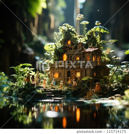 Miniature of the family with the house in the forest. 115714173
