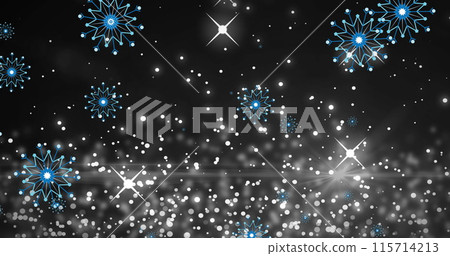 Image of snowflakes over light spots on black background 115714213