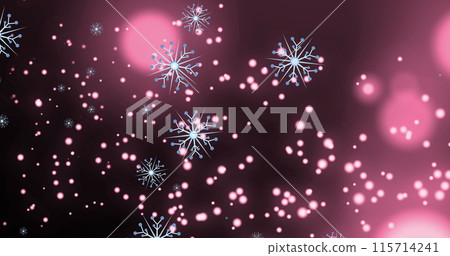 Image of snowflakes over light spots on black background Image of snowflakes over light spots on black background 115714241