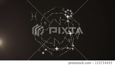 Image of pisces star sign on clouds of smoke in background Image of pisces star sign on clouds of smoke in background 115714435