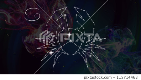Image of cancer star sign on clouds of smoke in background 115714468