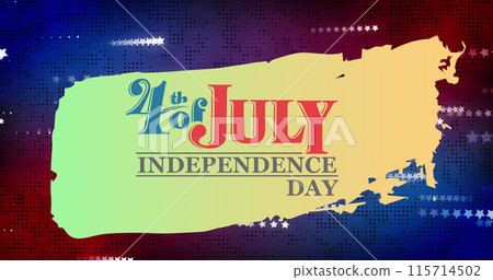 Image of 4th of july independence day text over stars on red and blue background 115714502
