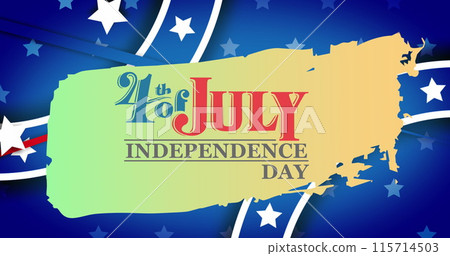 Image of 4th of july independence day text over stars on blue background 115714503