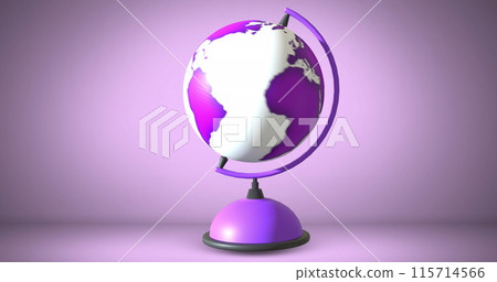 Image of purple and white globe moving on purple background 115714566