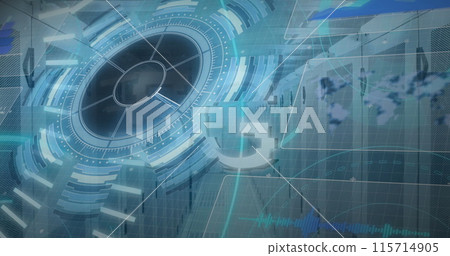 Image of data processing over scope scanning and computer servers Image of data processing over scope scanning and computer servers 115714905
