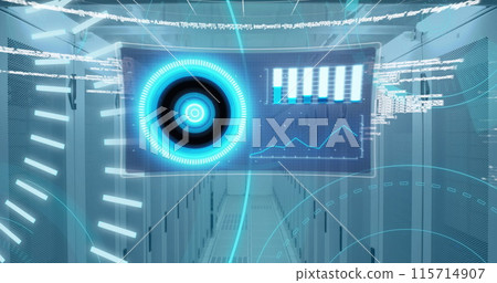 Image of data processing over screen and computer servers Image of data processing over screen and computer servers 115714907