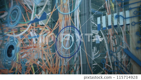 Image of data processing over cables of computer server 115714928
