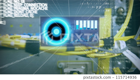 Image of scope scanning and data processing over cables of computer server 115714936