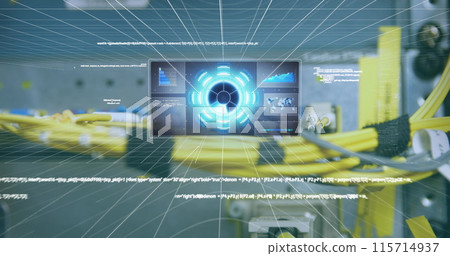 Image of scope scanning and data processing over cables of computer server 115714937