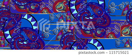 Paisley. Seamless pattern. Bright colors. Suitable for fabric, wrapping paper and the like 115715021