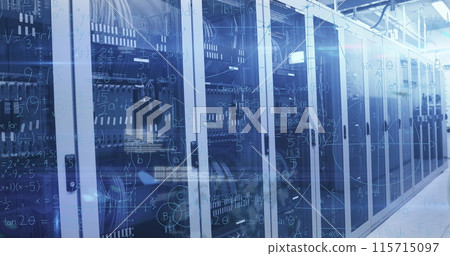 Image of data processing over server room 115715097