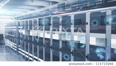 Image of data processing over server room 115715098