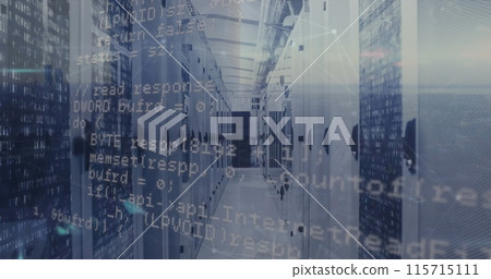 Image of data processing over server room 115715111