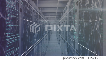 Image of data processing over server room 115715113