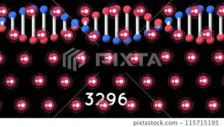 Image of snowflakes falling snowflakes and pink baubles over christmas decorations 115715195